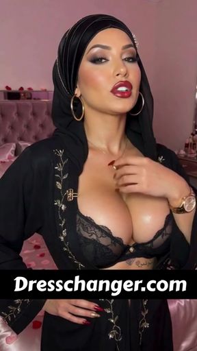 Curvy Arab blondes make money in a kinky hijab while being an adult