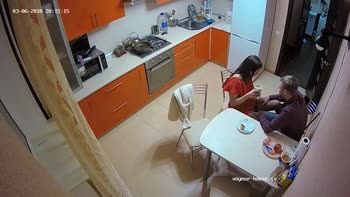 Russian Teen (18+) Couple's Kitchen Quickie: Quick Hard Action After Dinner