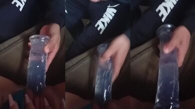 Wet Pussy Choked By Toy Punch While Jerking Off