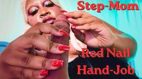 BBW Ebony Step-Mom Gives Blowjob with Red Nails