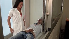 behind the scene, trans doctor fuck a very horny patient.