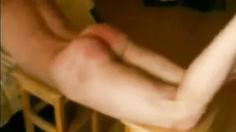Twink spanked with belt, twig and more in solo BDSM session