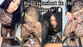 Big cumshot in the hand mirror
