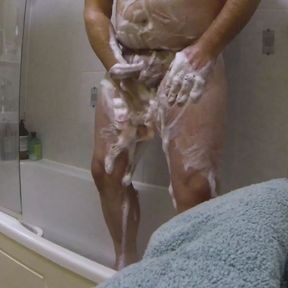 Having a shower soapy sexy naked