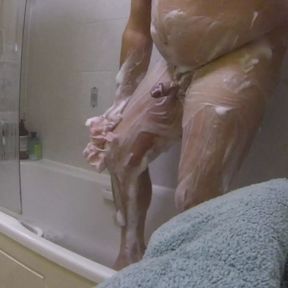 Having a shower soapy sexy naked