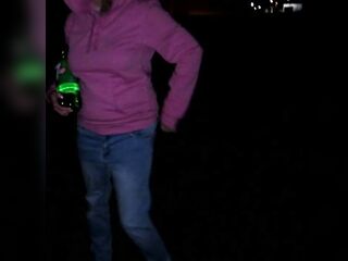 My SEXY Female desperation and pissing my jeans at night on public