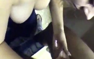 Public bathroom stall busty bj