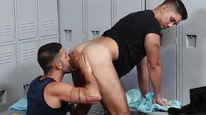 Hairy Latino Gym Buddies Blow In The Locker Room