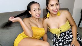 ”Big boobs Thai lesbian babes Joon Mali & her BESTFRIEND pussy licking & toying”