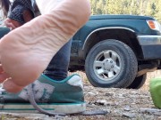 Removing My Wet Soggy Shoes After Our Hike