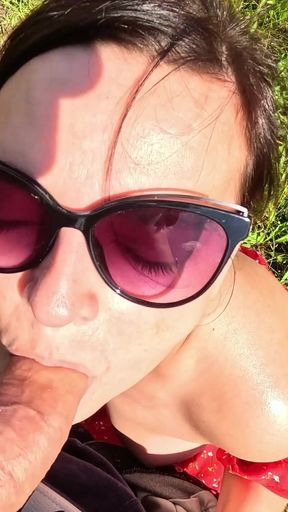 Country Girl Gives a Blowjob Outdoors