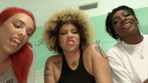 Triple Tickled By A Trio Of Ebony Goddesses With Nahla Feti, Paris Love, & Sativa Feti (SD 720p WMV)