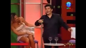 Argentine model, actress and TV personality Karina Jelinek shows multiple upskirts