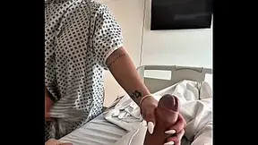 Hospital hottie gives a deepthroat blow job to the handsome stud before