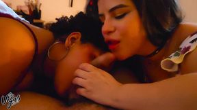 party outside, threesome inside: selena & diana tag-team my dick during birthday bash