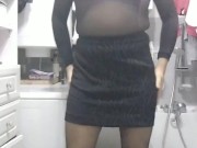Patty crossdresser pantyhose and pink lingerie