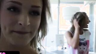 BFFS - Super Blooming Girls Gotten Sexual During A Pajamas Party With Their Besties Turned On Brother