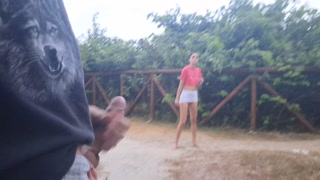 Risky handjob in public and woman caught me masturbating!