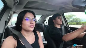 Colombian girl worships younger man's cucumber before getting fucked