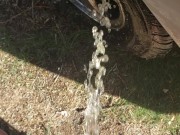 Country Girl Pees On Abandon Car On Dirt Road