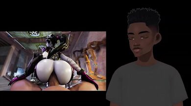 Widowmaker's thick dick stretches her big ass while she moans in cowgirl