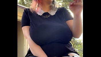 Alt Milf nextdoor smokes outback!
