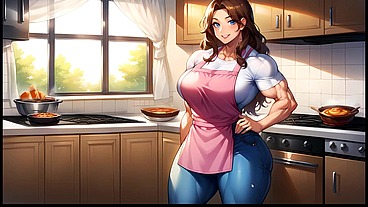 Futanari Muscle Growth World [ Femboy Hentai Game ] Ep.3 training our petite step sister in the living room !