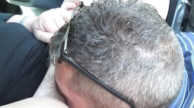 BBW mom squirts all over in the car while getting her pussy fingered