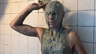 Mud Showering Girl (WAM, Wet and Messy)