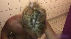 risky outdoor bj in a french campsite shared bathroom - my wife luna