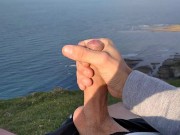 Huge Dirty Cock Gets Handjob In Public And Squirts A Lot Of Thick Sperm In Front Of The Beach