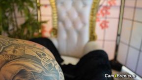 Tattooed Babe Wrecks Her Ass with Her Fuck Machine