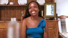 Ebony teen from Africa fucked on video by a white monster cock