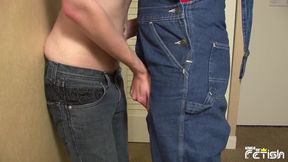 Tattooed older man bangs and fills with cum a twink with tight asshole