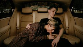 Hunk fucked in anal in the back seat of a car