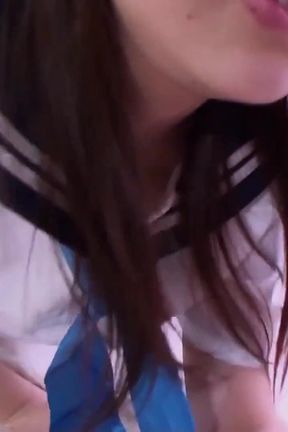 Japanese stepdaughter spreads her legs just like the slutty teens in porn videos