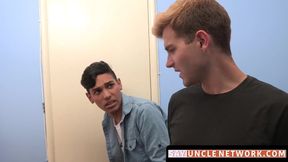 SayUncleNetwork.com - Young gay latino cums hard breeding with hairy stepdaddy's big