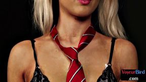 Sexy blondie teasing old wanker