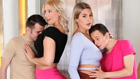College reunion turns into wild stepfamily foursome when stepmoms catch stepsons fooling around together