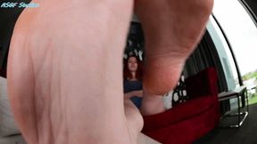 ** Custom ** FBC brings another friend over to have her feet worship post hike! - MOV