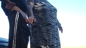 Pissing in nature fucked mother-in-law in mouth and filled it with cum