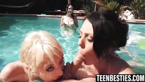 Sunset swim turns into a wild fuck fest