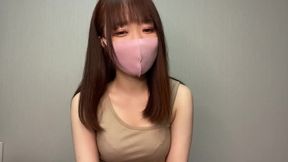 Asian beauty strokes herself on video call