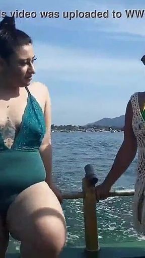 Exhibitionism on the Boat in Public with Paty Butt and Her Cousin Agatha Ludovino