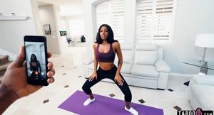 Black stepsister Lacey London ripped her yoga pants in front of bro