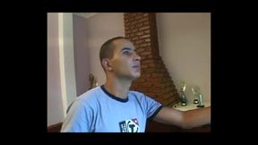 Blond shemale fucked by straight near the swimming pool