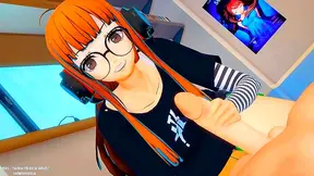 Futaba Gives Seductive Handjob in 3D Anime Persona 5 Loop