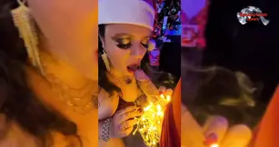 Smoking Christmas blowjob