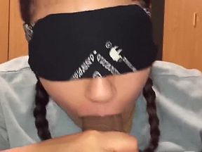 Blindfolded Slut Sucking a BBC