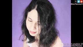 Pretty tranny DaniTheCutie gets fucked rough by a dildo machine before you cum on her feet